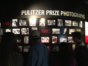 Visitors experience the Newseum's Pulitzer Prize room. 