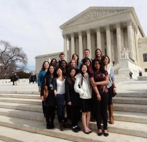 Students stand in front of the Supreme Court during the 2012 Close Up field trip