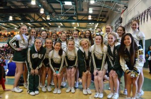 The Trojan cheerleaders pose at the Deer Valley competition.