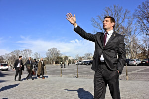 Swalwell voiced his opposition to the Keystone oil pipeline. Photo by Maia Samboy.