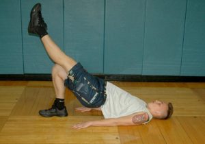 Thomas Fautska stretching before practice